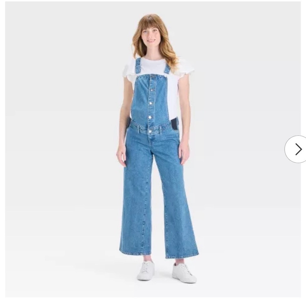 Isabel Maternity by Ingrid and Isabel Wide Leg Square Neck Sailor Overalls 4